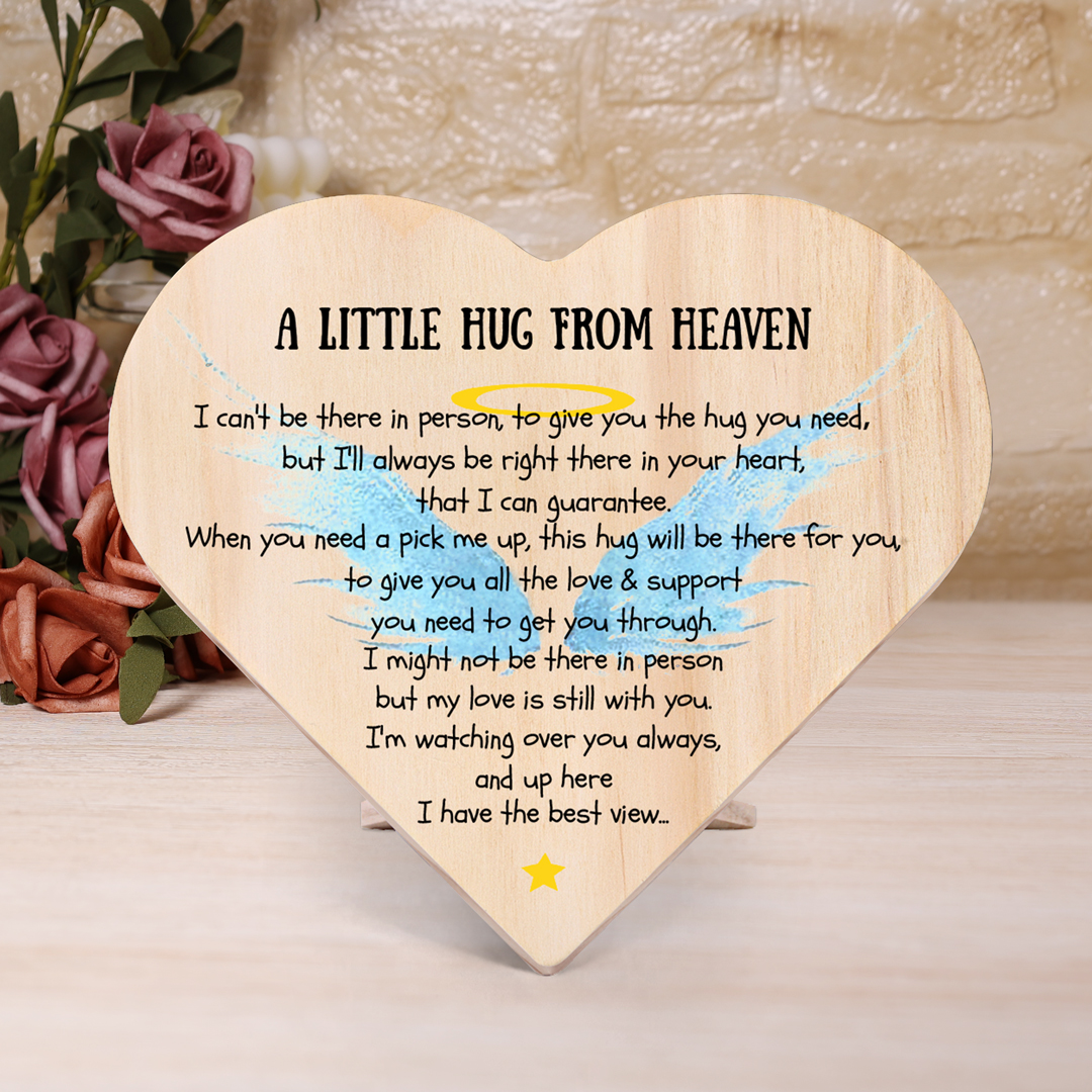 I'm watching over you Memorial Angel Wings Wooden Heart Keepsake Desktop Ornament-Jessemade AU