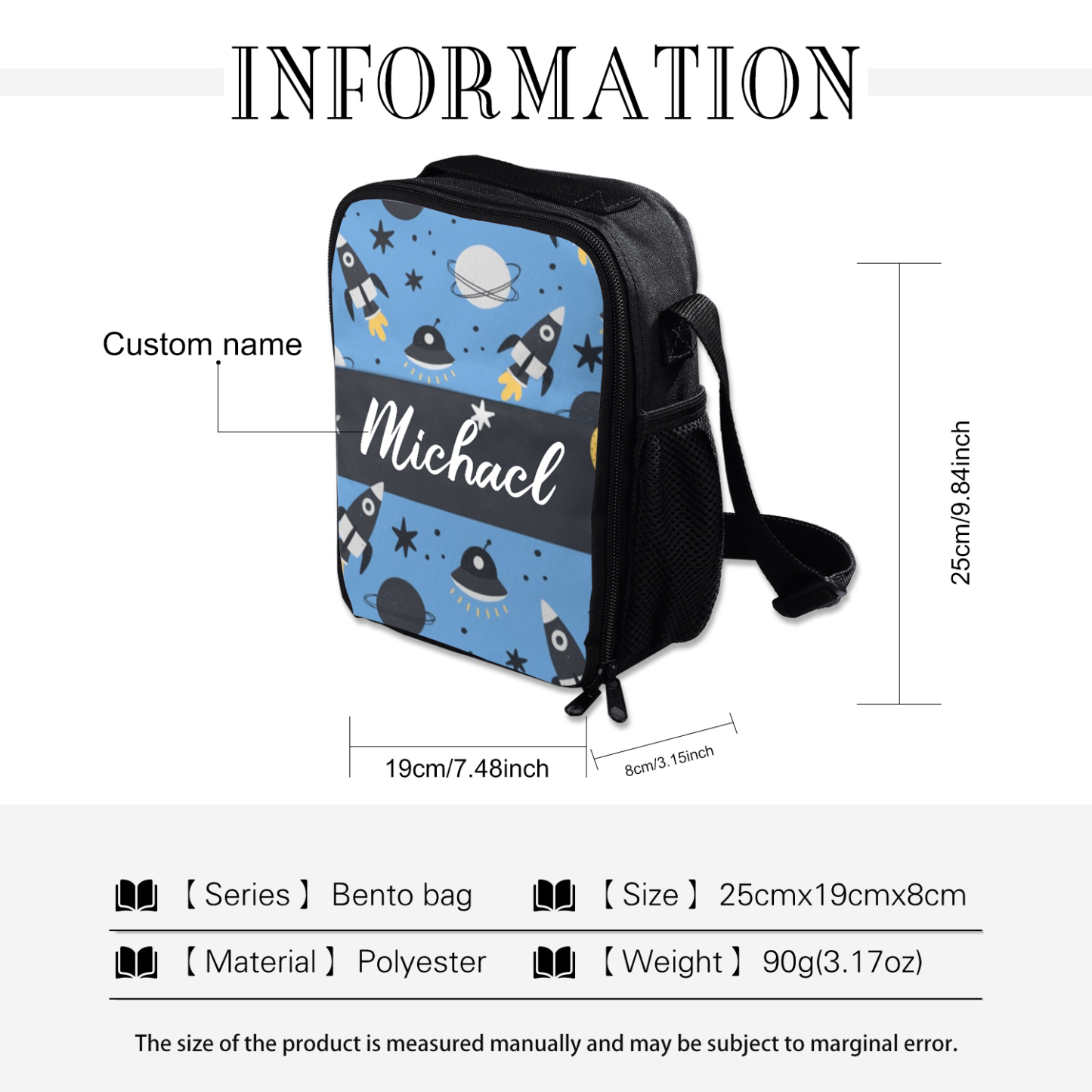 Custom Name Lunch Bag Personalised Rocket Lunch Box  Gifts for Kids-Jessemade AU