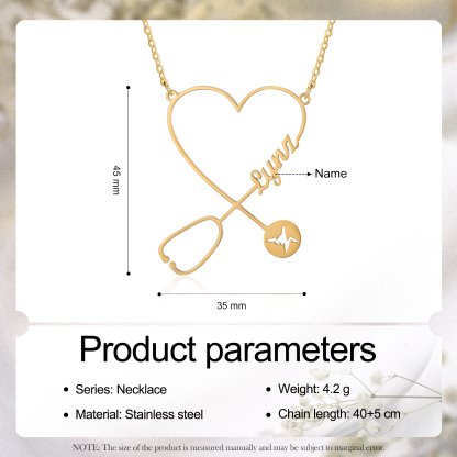 Stethoscope Name Necklace Heart Shape Personalised Name Necklaces Gift for Nurse-Jessemade AU