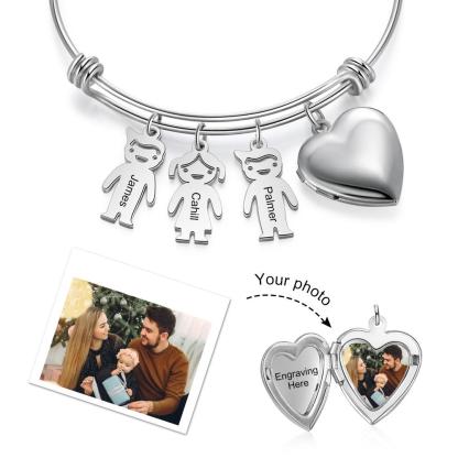 Personalised Heart Photo Locket Bracelet Custom Photo Bracelet Gifts For Mother-Jessemade AU