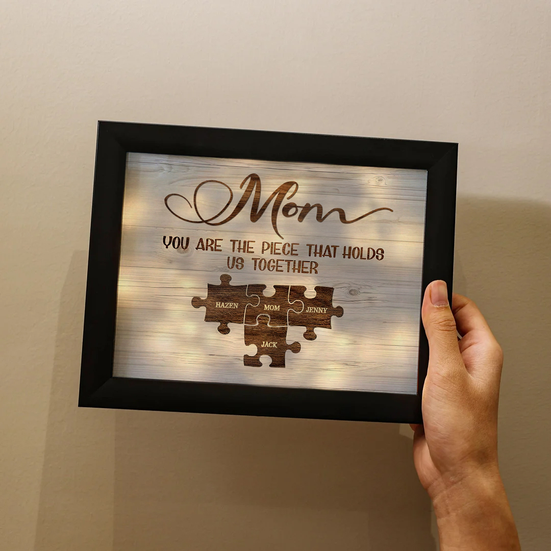 Personalised Puzzle Picture Frame With Light Custom 5 Names Home Decor - You are the piece that holds us together-Jessemade AU