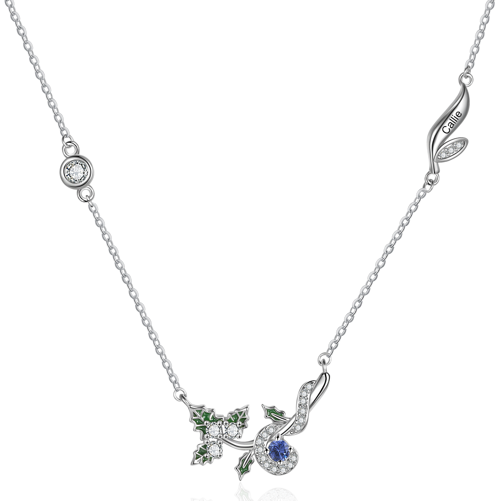 Personalised December Birthflower Necklace With Birthstone Gifts For Her-Jessemade AU