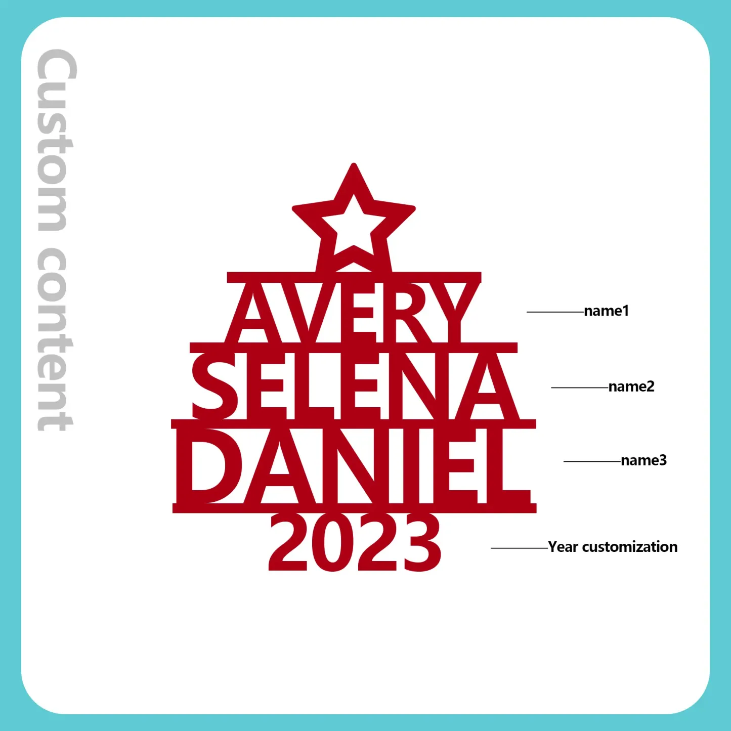 3 Names - Personalised Christmas Tree Ornaments Customised Name Xmas Wooden Decor Gifts for Family Friends-Jessemade AU