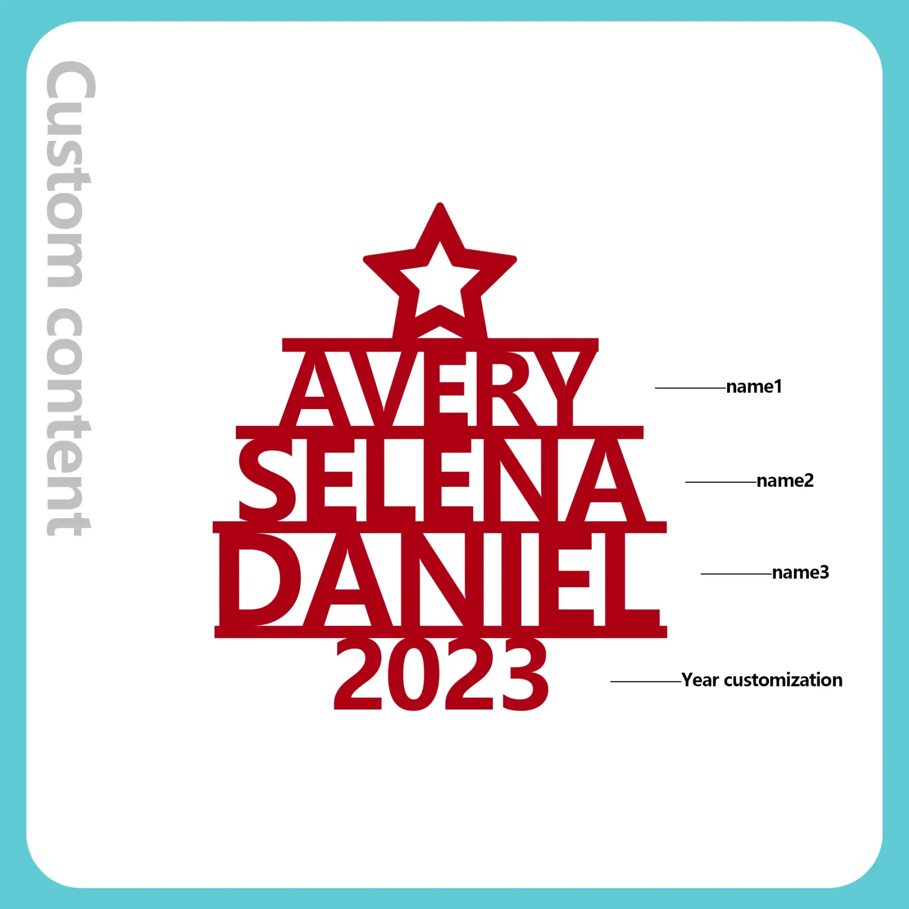 3 Names - Personalised Christmas Tree Ornaments Customised Name Xmas Wooden Decor Gifts for Family Friends-Jessemade AU