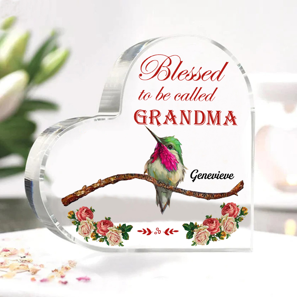 Acrylic Heart Keepsake Custom 2 Names Birds Decor Personalised Gifts for Grandma Mum-Jessemade AU