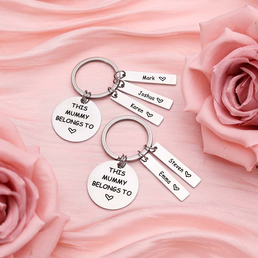 4 Names - Personalised Name Keychain Stainless Steel Keychain Special Gift for Mommy/Mummy-Jessemade AU