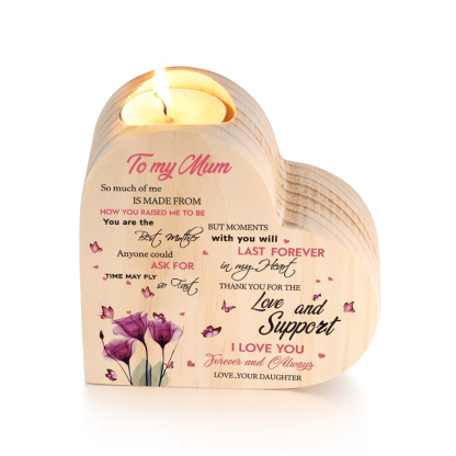 To My Mum-Wooden Heart Candle Holder Flower Candlesticks "Thank you for the love and support" Gifts For Mother-Jessemade AU