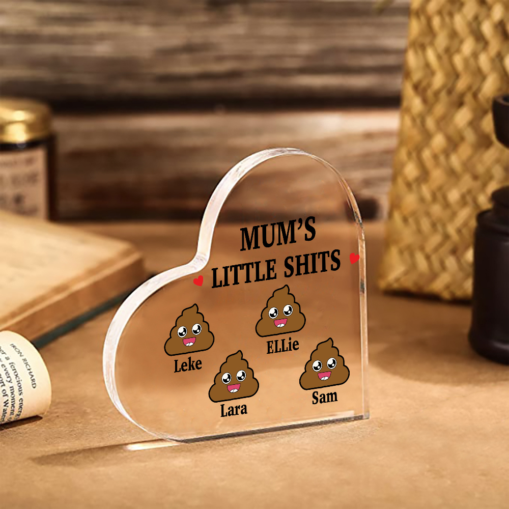 4 Names - Personalised Acrylic Heart Keepsake Custom Name Ornaments Mother's Day Funny Gifts for Mum-Jessemade AU