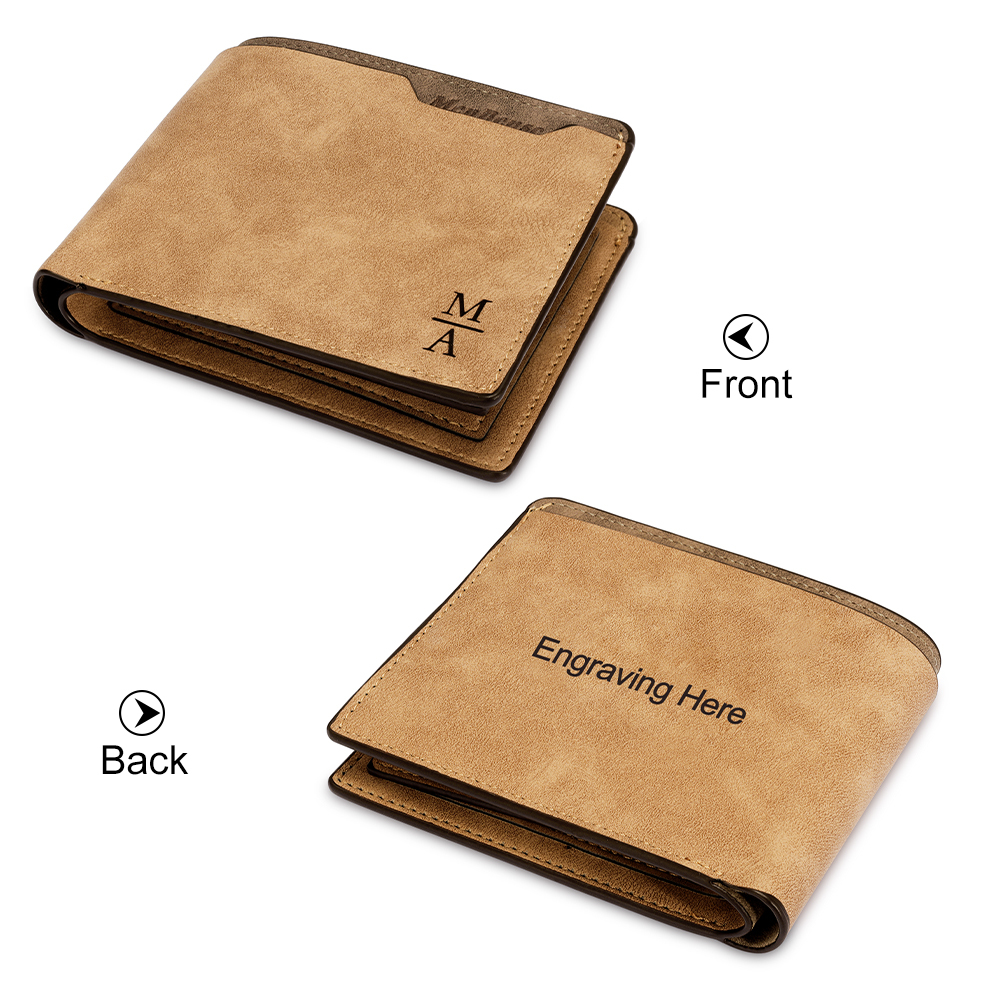 Personalised Leather Wallet Engraved Photo Short Purse Folding Wallet Gifts For Men-Jessemade AU