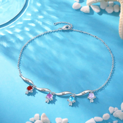 4 Names -Personalised Women's Anklet Customised Birthstones & Names Anklet Fish Anklet Birthday Gift for Her-Jessemade AU