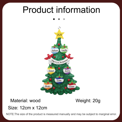 7 Names - Personalised Christmas Tree Ornaments Custom Text & Year Wooden Christmas Pendant Gifts for Family Friends-Jessemade AU