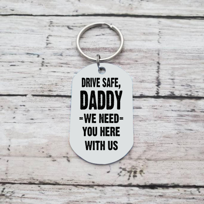 Personalised 5 Names Australian Flag Keychain Fist Bump Keychain Father's Day Gift - Drive Safe, Daddy, I Need You Here with Me-Jessemade AU