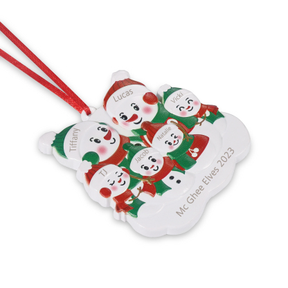 Personalised 6 Names & Text Snowman Christmas Ornament Resin Christmas Tree Pendant for Family-Jessemade AU
