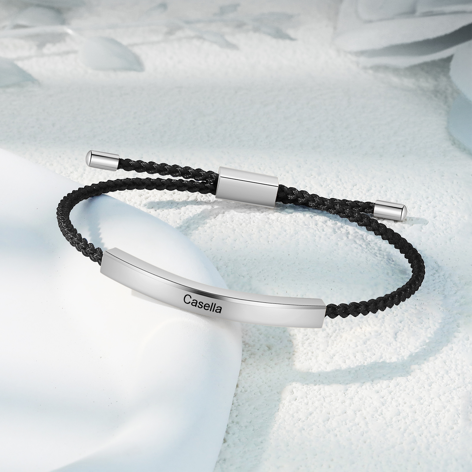 Personalised Braided Rope Bracelet Custom Name & Text Bar Bracelet for Her/Him-Jessemade AU