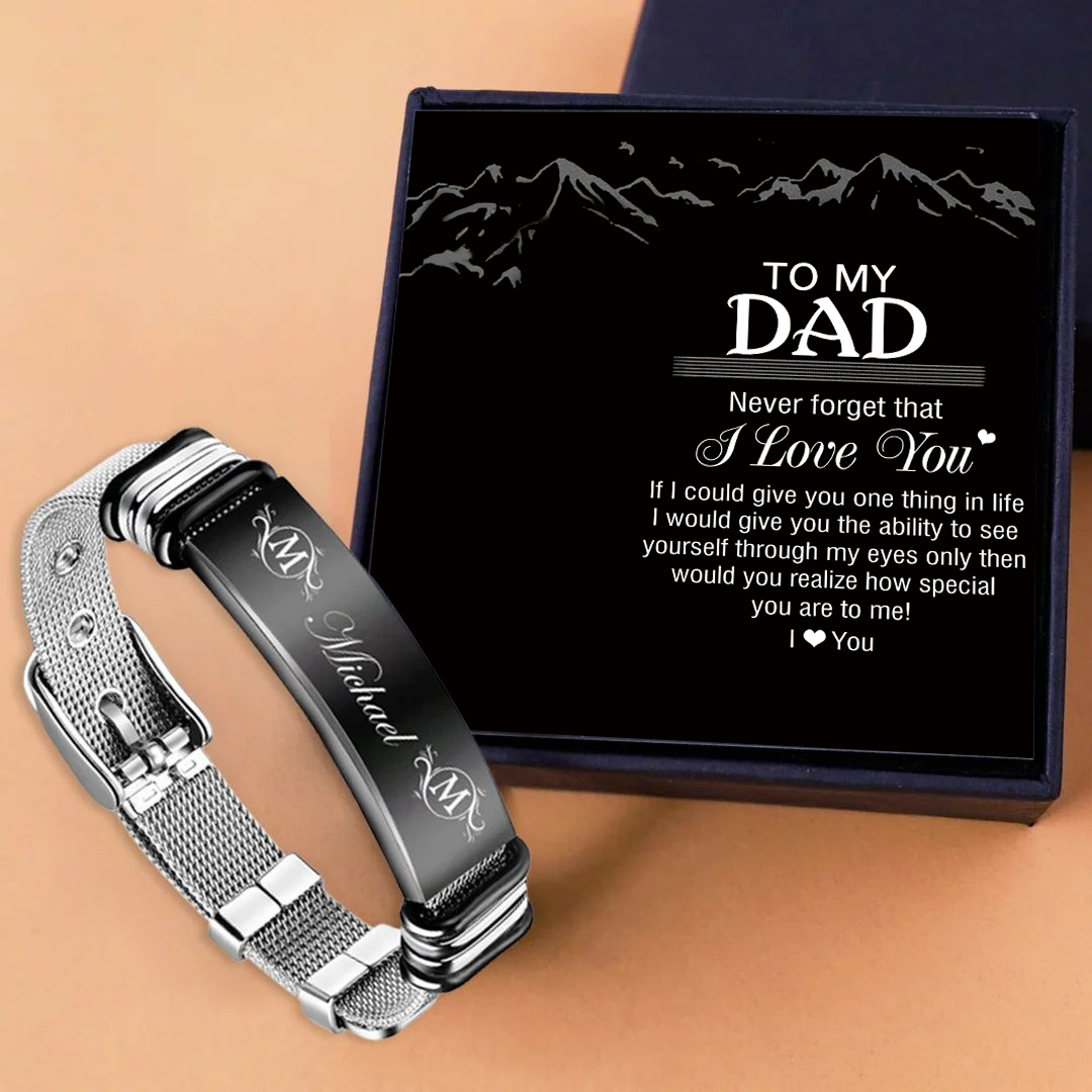 Personalised Men's Name Bracelet Custom Name Letter Watchband Initial ID Bar Bangle Gifts For him-Jessemade AU