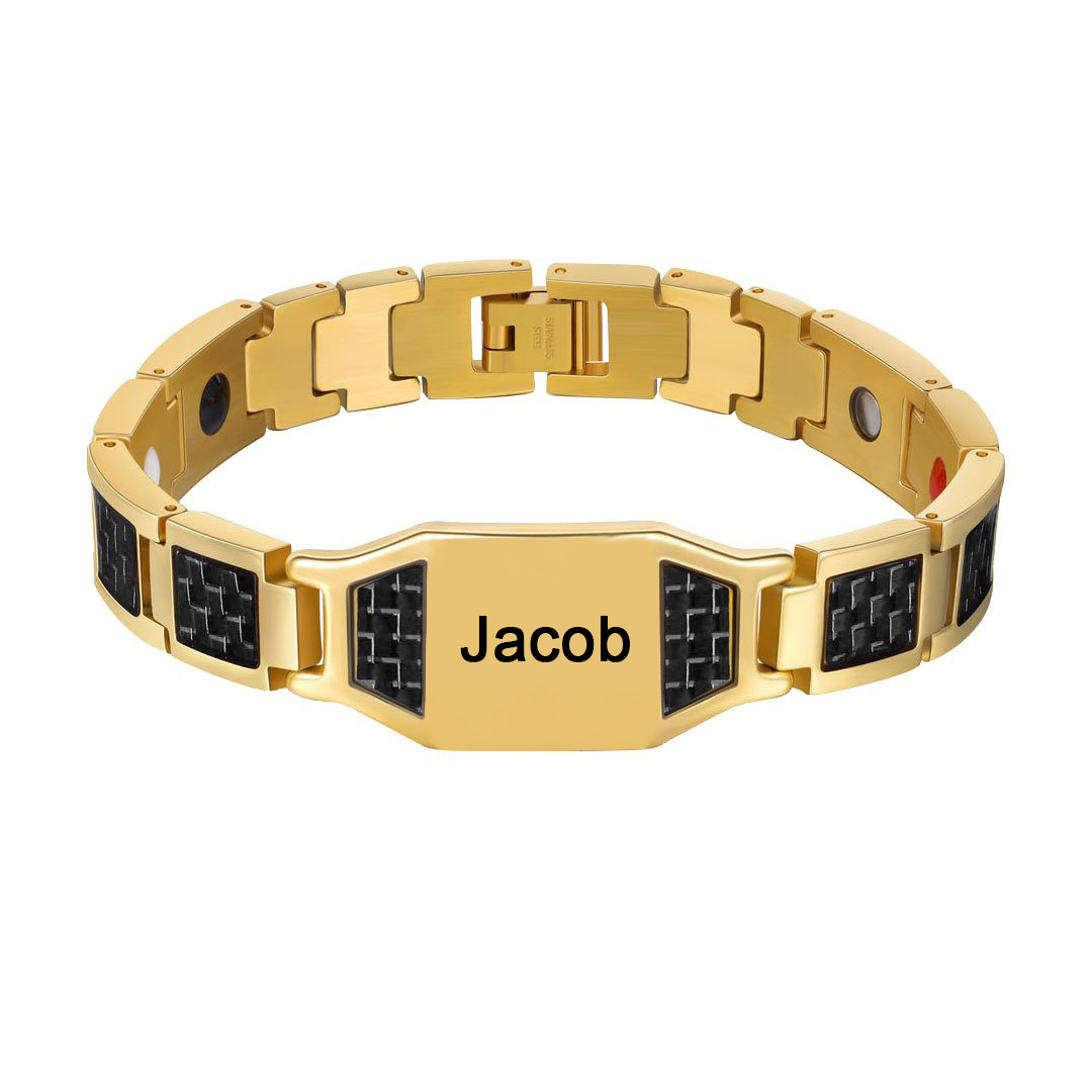 Personalised Carbon Fiber Energy Bracelet Custom Name Men's Bracelet Bangle Gifts For Him-Jessemade AU
