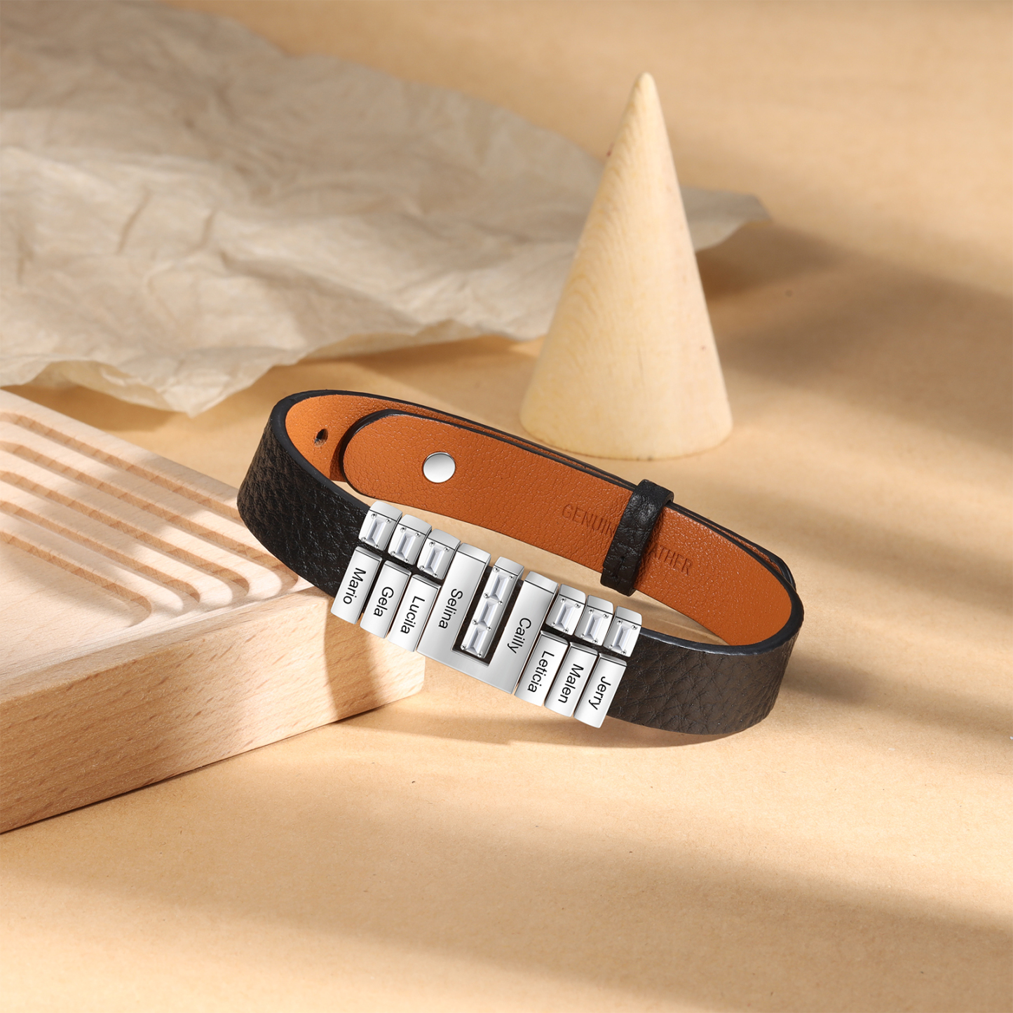 Mother's Day Gifts Personalised Leather Bracelet With 8 Names Gifts For Women-Jessemade AU