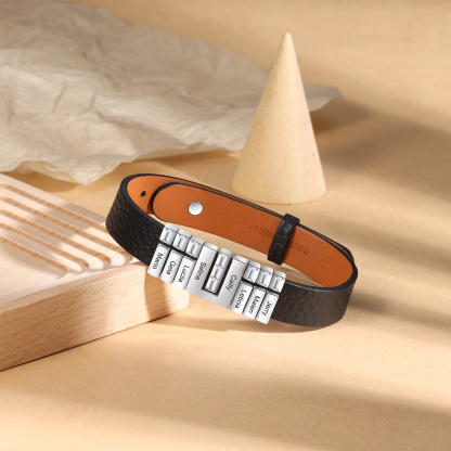 Mother's Day Gifts Personalised Leather Bracelet With 8 Names Gifts For Women-Jessemade AU