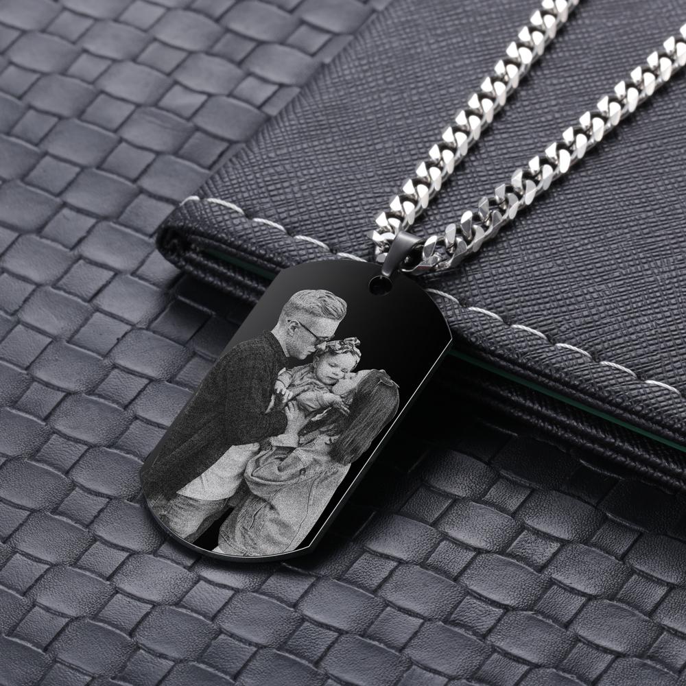 Personalised Photo Tag Necklace Custom Photo Cuban Chain Necklace Gifts For Father-Jessemade AU