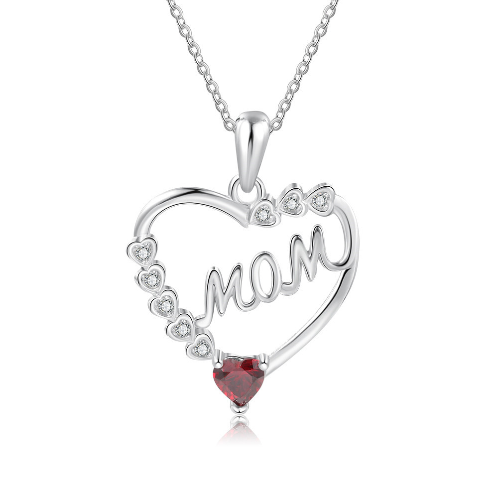 Mom Necklace Personalised Heart Necklace with Birthstone Engraved Name Gifts for Her-Jessemade AU