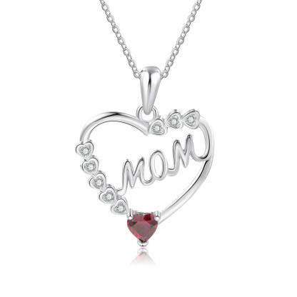 Mom Necklace Personalised Heart Necklace with Birthstone Engraved Name Gifts for Her-Jessemade AU