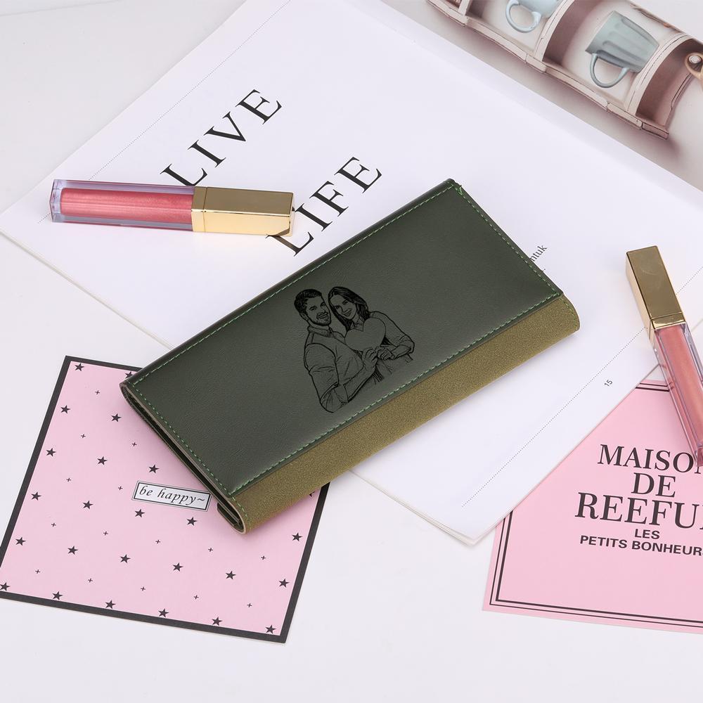Personalised Leather Wallet Engraved Photo Long Purse Gifts For Men-Jessemade AU
