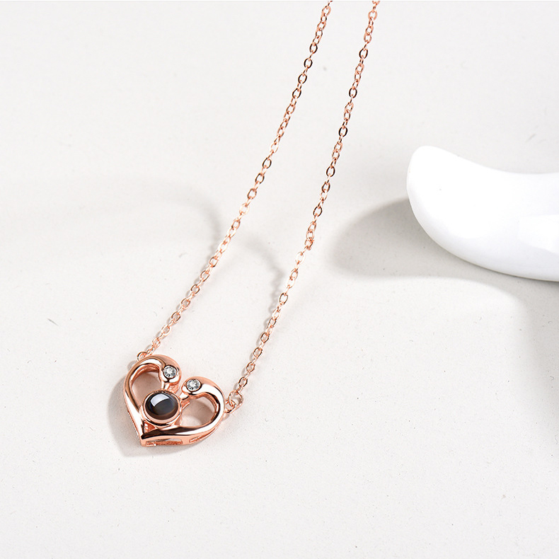 Valentines Day 100 Languages Projection Necklace Engraved  " I LOVE YOU" Swan Necklace Gifts For Her-Jessemade AU