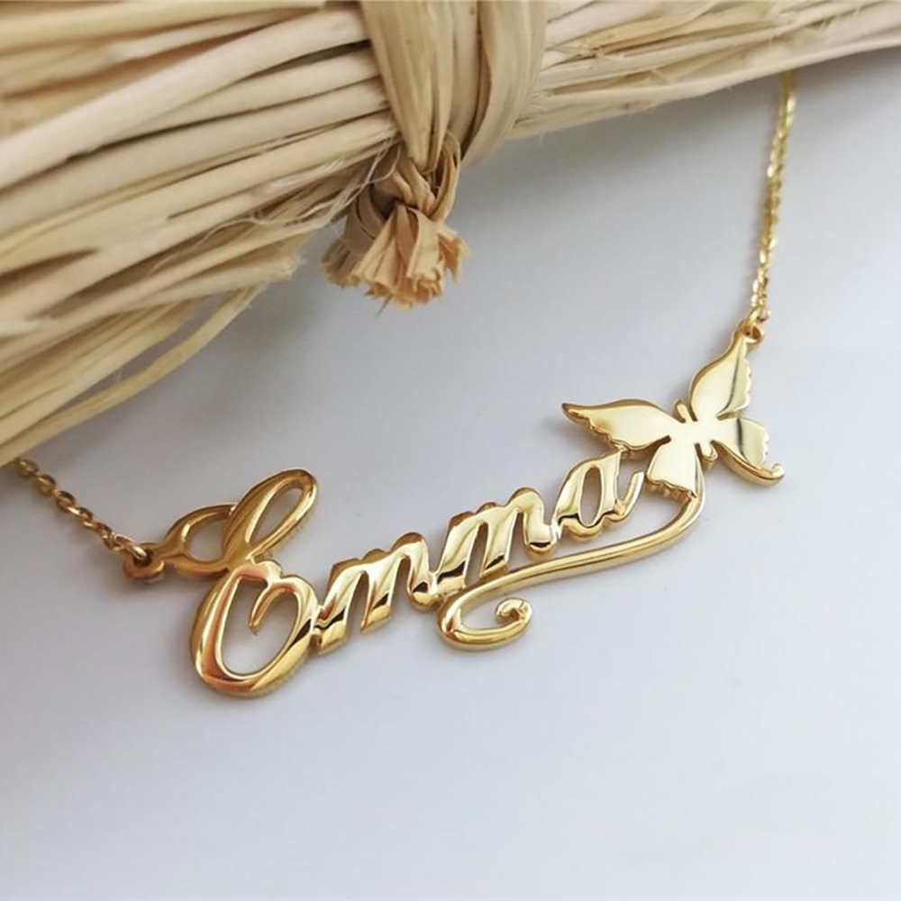 Personalised Butterfly Necklace Custom 1 Name Necklace Gift For Women-Jessemade AU