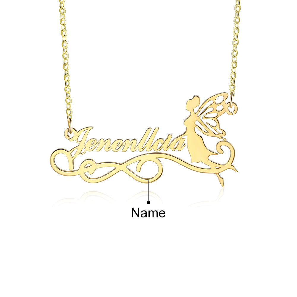 Personalised Butterfly Elf Necklace Custom 1 Name Necklace Gift For Women-Jessemade AU