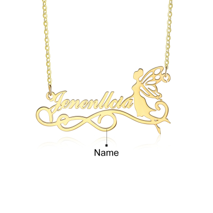 Personalised Butterfly Elf Necklace Custom 1 Name Necklace Gift For Women-Jessemade AU
