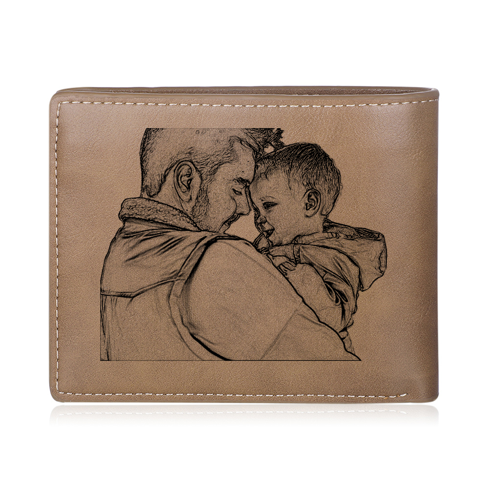 2 Names - Personalised Men Leather Wallet Custom Photo & Name Folding Wallet Fist Bump Wallet Gift for Dad-Jessemade AU