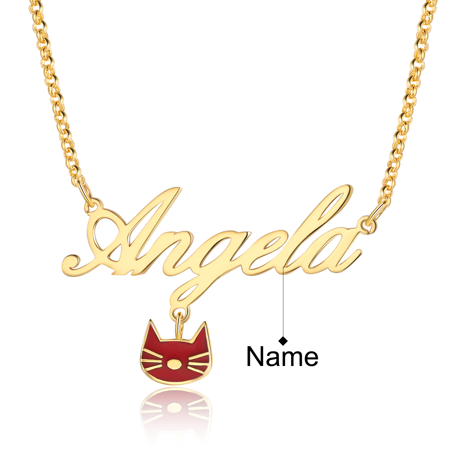 Personalised Cat Necklace Custom 1 Name Necklace Gift For Women-Jessemade AU