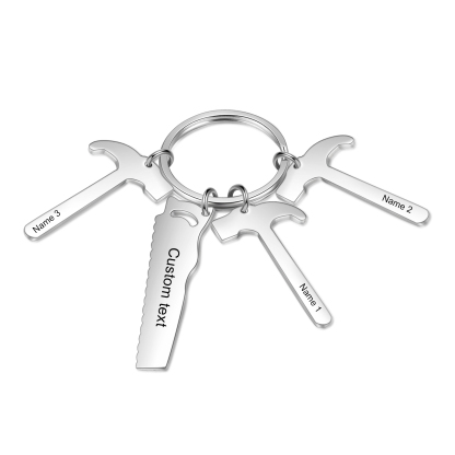 Father's Day Gifts Tool Keychain Personalised 3 Names Stainless Steel Keyring For Him-Jessemade AU