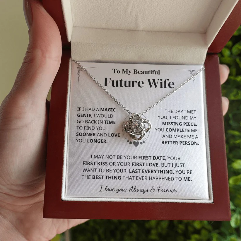 To My Beautiful Future Wife Necklace Love Knot Necklace Gift Set - I Love You Always & Forever