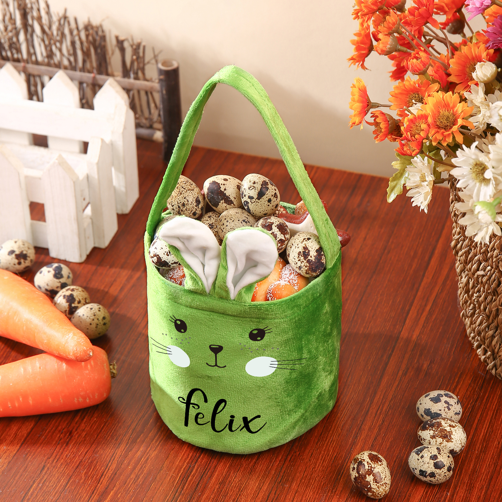 Personalised Bunny Tote Bag Custom Name Bucket Bag Bunny Basket Easter Gifts-Jessemade AU
