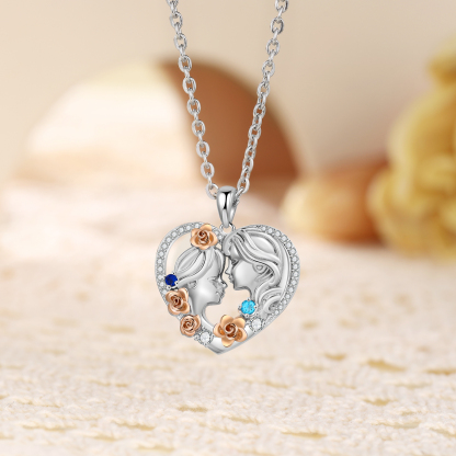 Mother and Daughter Necklace Grandma Granddaughter Heart Flower Pendant Necklace-Jessemade AU