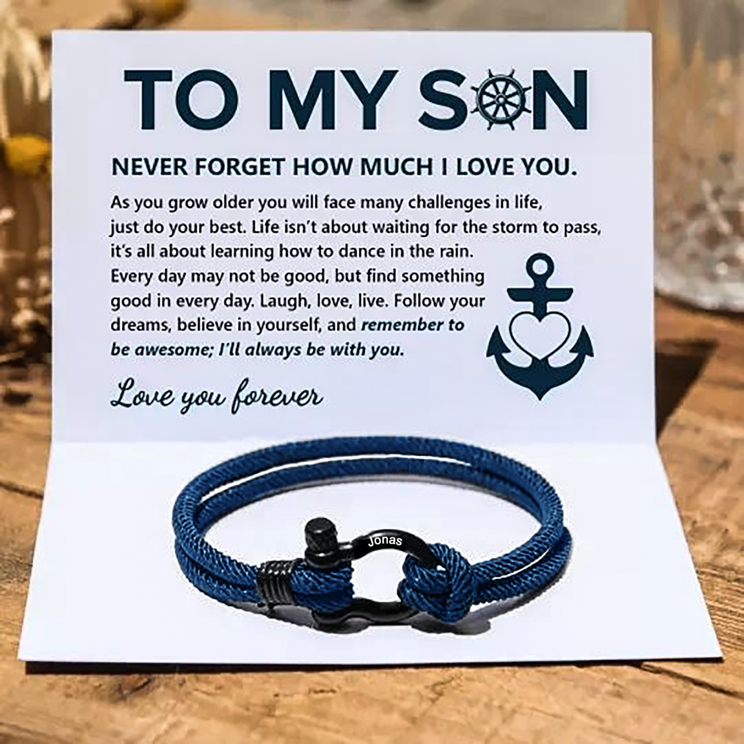 To My Son Personalised Name Love Knot Bracelet "Love You Forever" Nautical Bracelet for Son-Jessemade AU