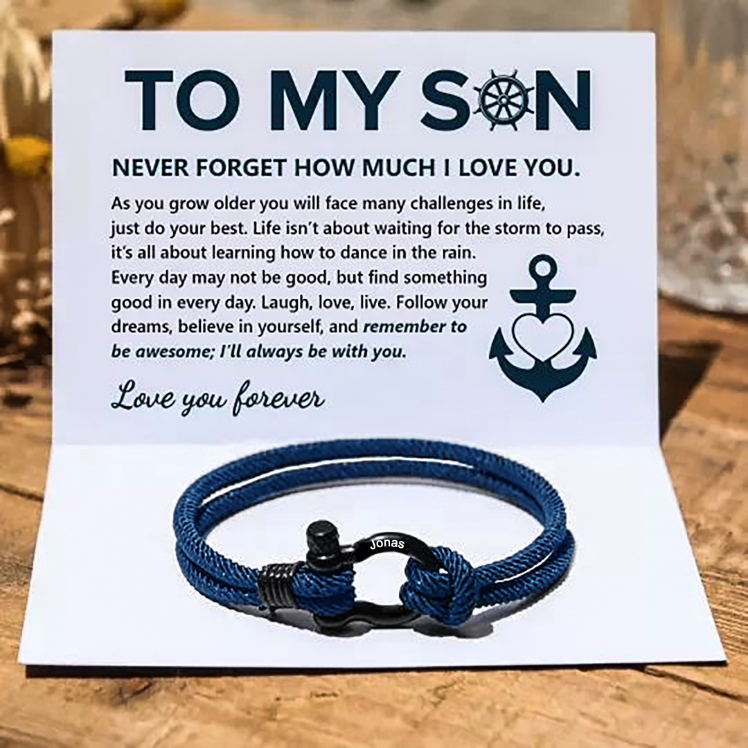 To My Son Personalised Name Love Knot Bracelet "Love You Forever" Nautical Bracelet for Son-Jessemade AU