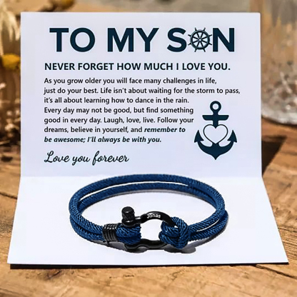 To My Son Personalised Name Love Knot Bracelet "Love You Forever" Nautical Bracelet for Son-Jessemade AU