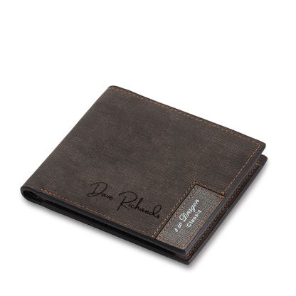 Personalised Name & Photo Billfold Wallet Custom Men's Leather Wallet Gifts for Him Dark Brown-Jessemade AU