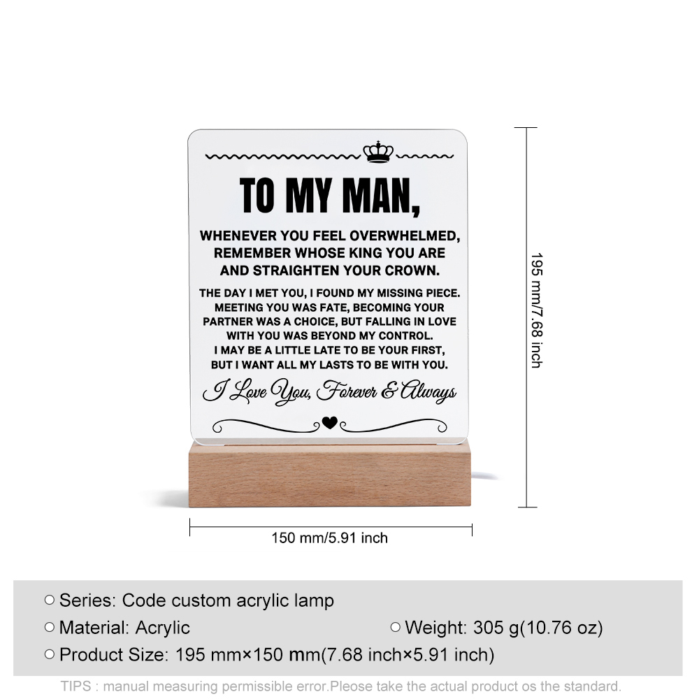 To My Man Night Light "I Love You, Forever & Always" LED Lamp Romantic Gifts for Him-Jessemade AU