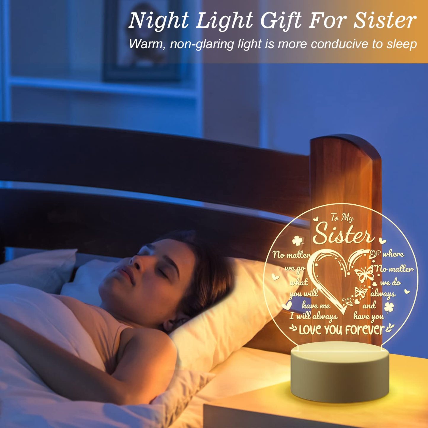 To My Sister - Love You Forever Night Light LED Lamp Bedroom Decoration For Sister-Jessemade AU