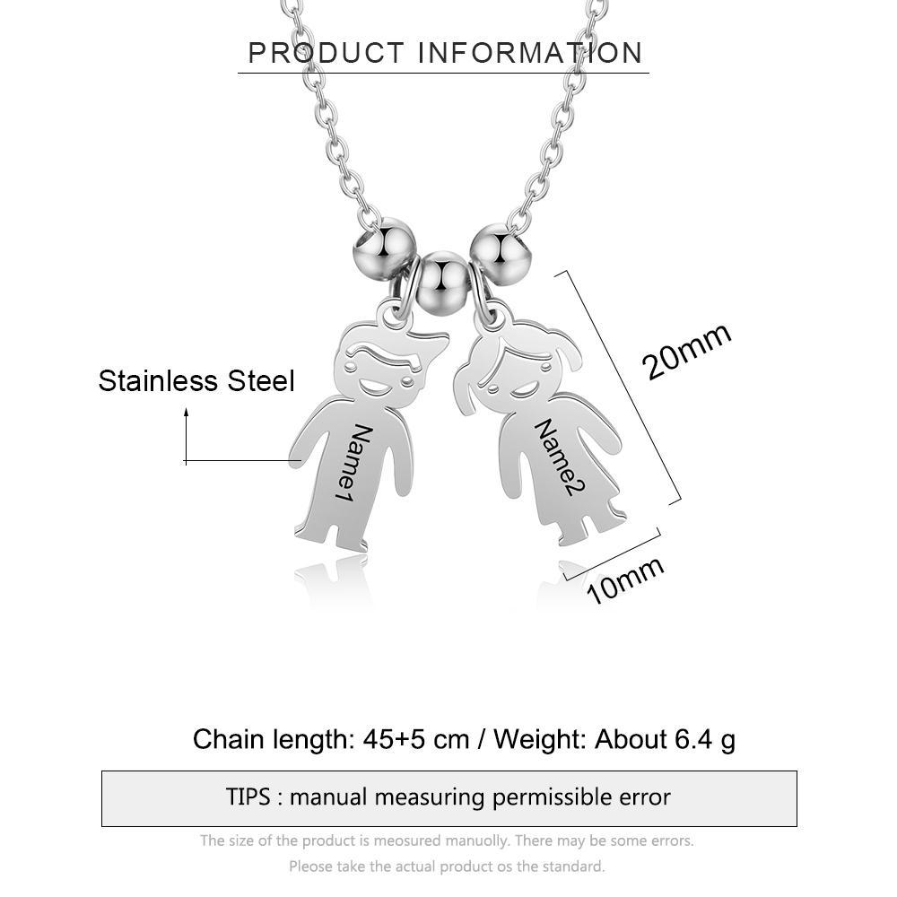Personalised 2 Kids Charm Necklace Engraved Names Gifts for Mother-Jessemade AU