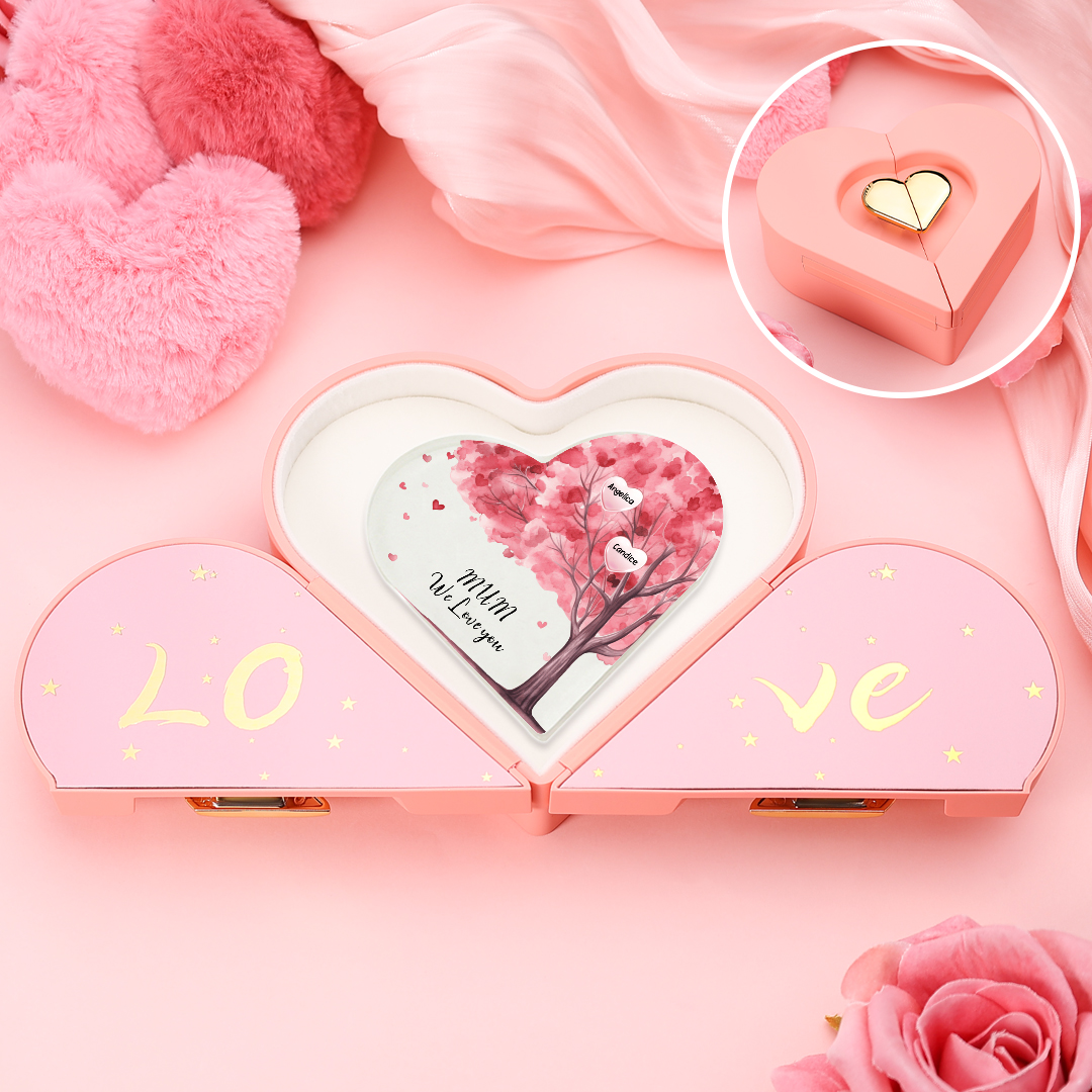 2 Names - Personalised Acrylic Heart Keepsake Custom Text Pink Tree Ornaments Gifts for Grandma/Mother-Jessemade AU