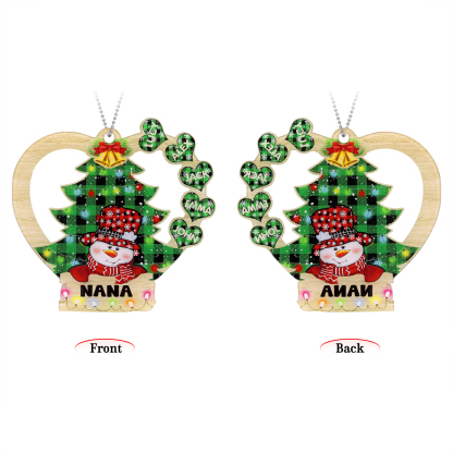 5 Names - Personalised Heart Christmas Tree Ornament Customised Name & Text Acrylic Snowman Hanging Ornaments Gift for Family-Jessemade AU