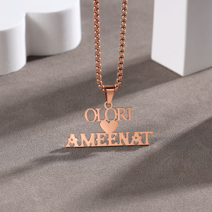 Personalised Heart Name Necklace Custom 2 Names Necklaces Romantic Gift For Her-Jessemade AU