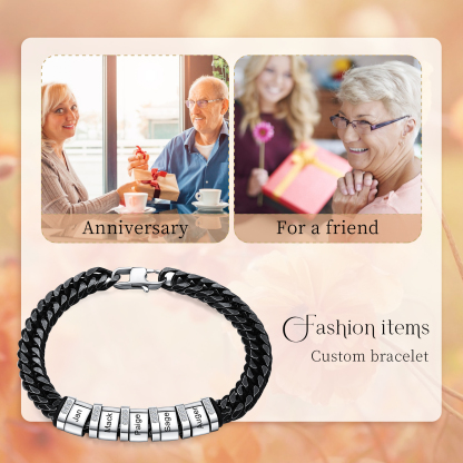 Personalised Black Stainless Steel Bracelet Custom 5 Names Men's Women's Bracelets For Couple-Jessemade AU