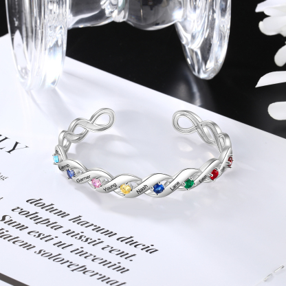 Personalised Spiral Chain Bracelet With 8 Birthstones Custom Names Bracelet Gift For Women-Jessemade AU