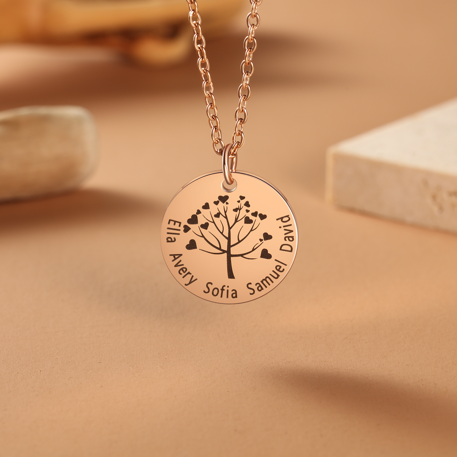 Personalised 3 Names Women's Tree Necklace-Jessemade AU