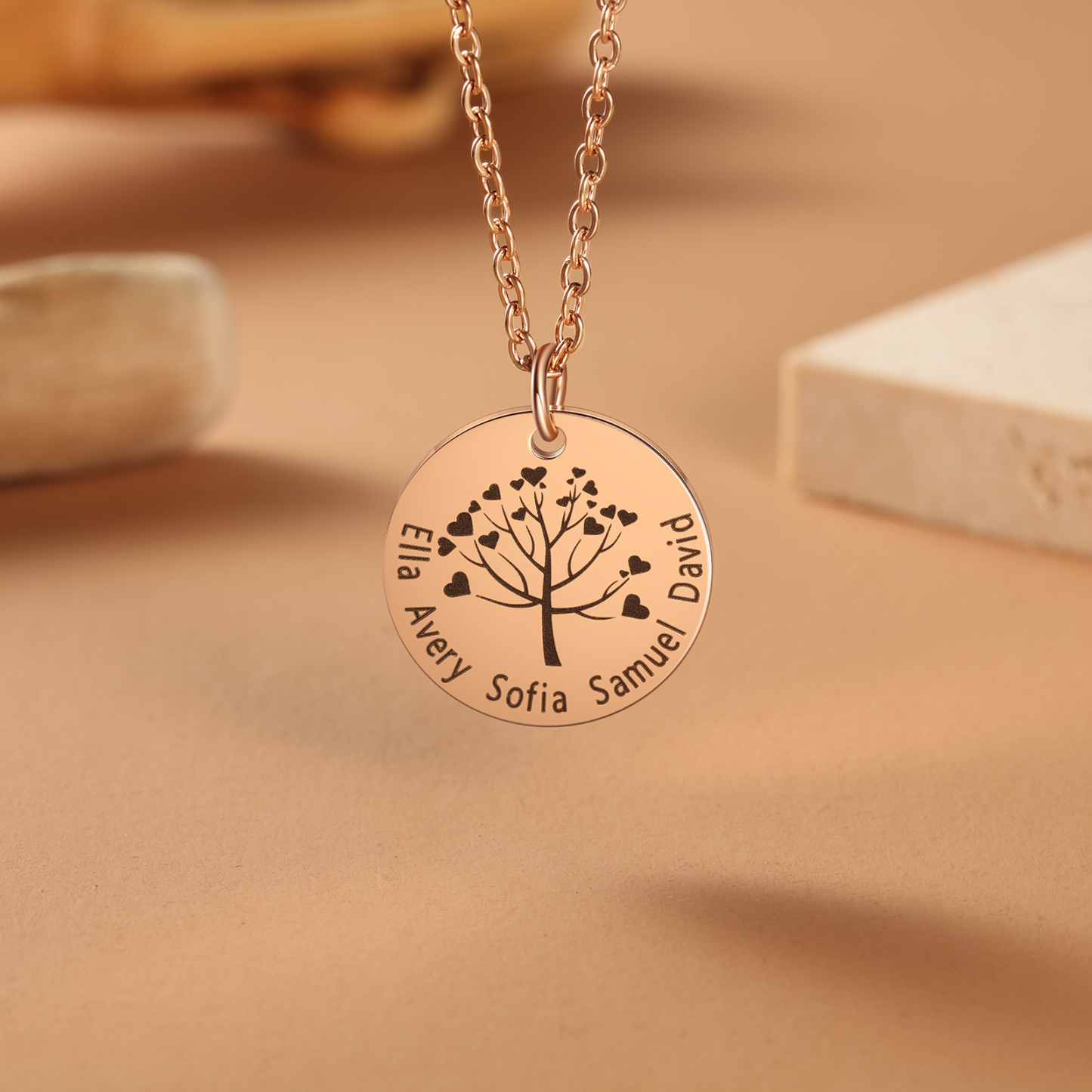 Personalised 3 Names Women's Tree Necklace-Jessemade AU